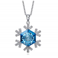 Swarovski Snowflake Blue Crystal Necklace Pendant Charm,wedding,christmas,valentines,engagement,bride,graduation,valentines,mothers Day Gift